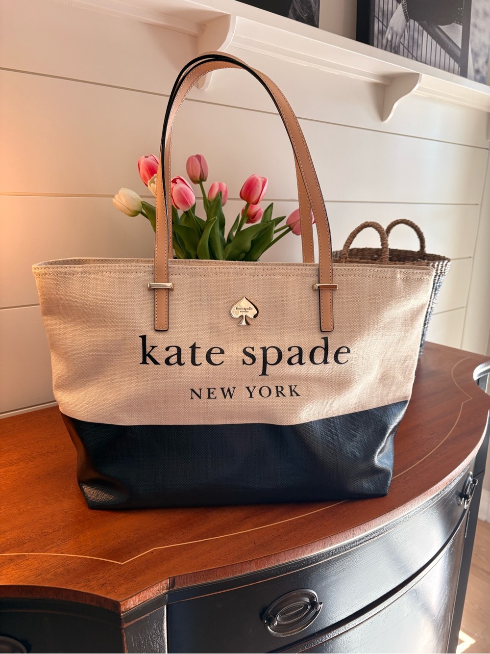 kate spade Two-Tone Beige and Black Tote Bag
